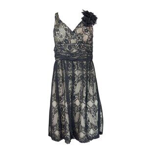 Black Lace Overlay Dress with Balloon Hemline